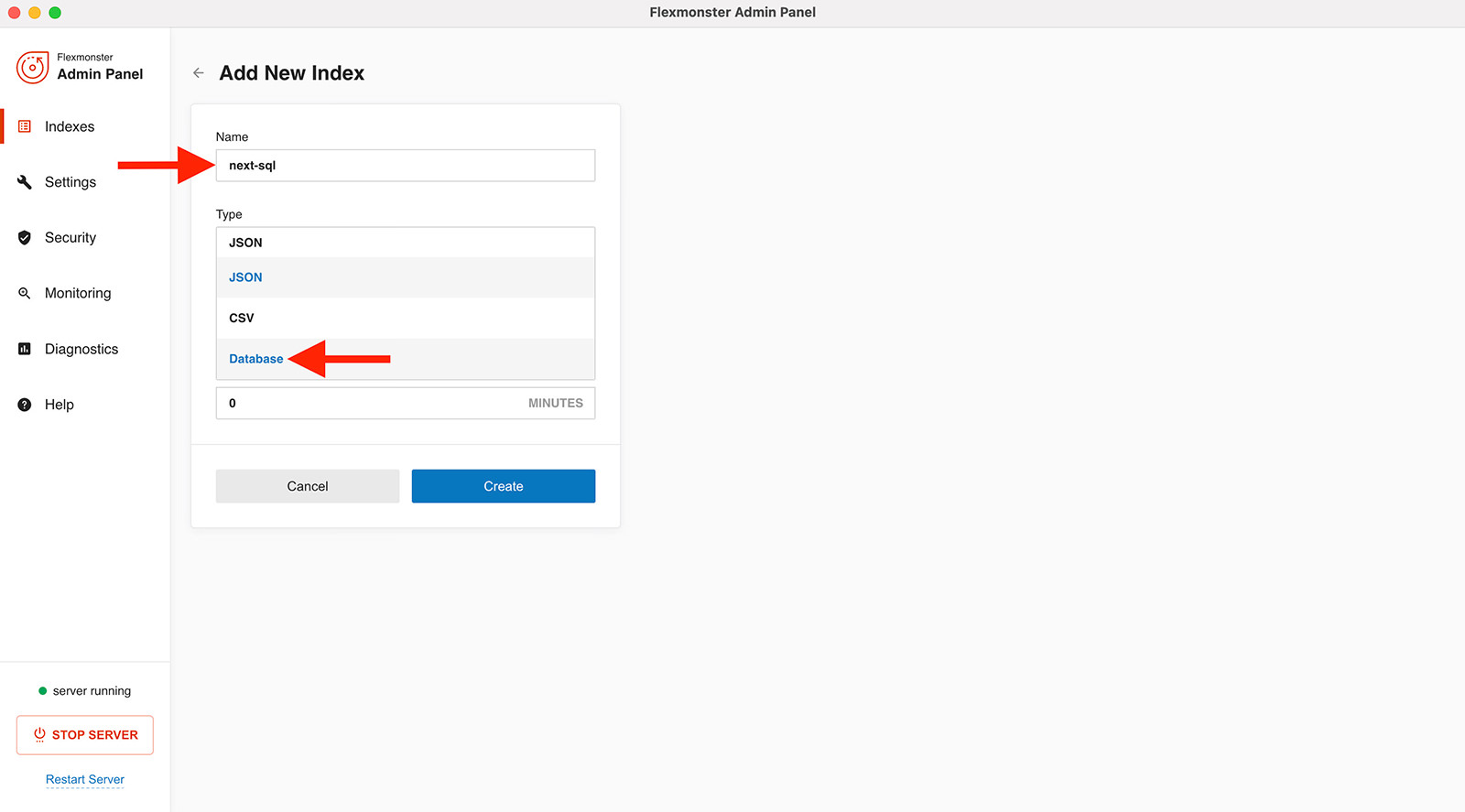 Index Configuration Fields