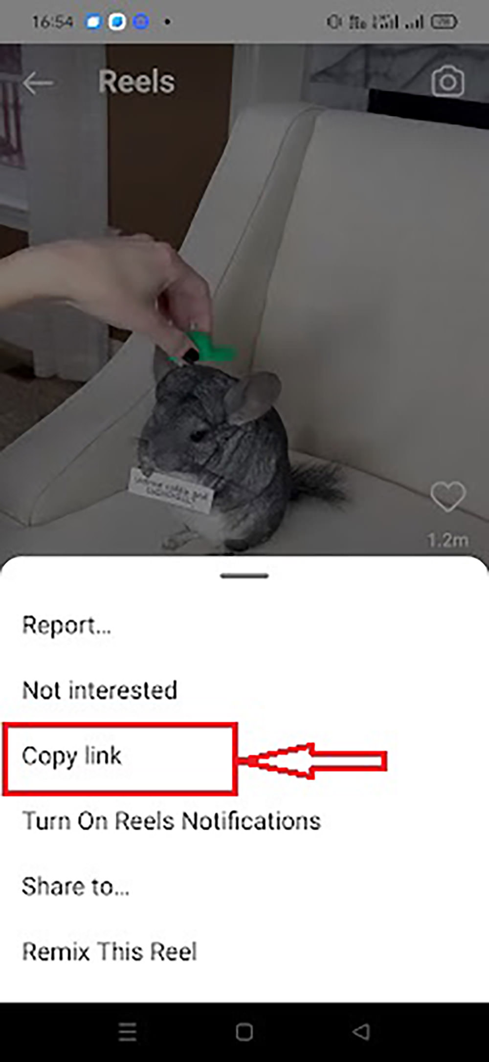 Copying the Instagram Reel link on Android