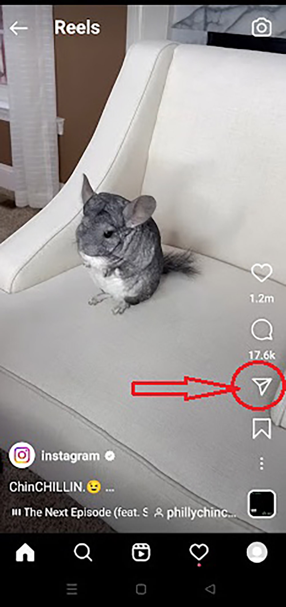 Instagram Reel send/receive icon for downloading via Stories