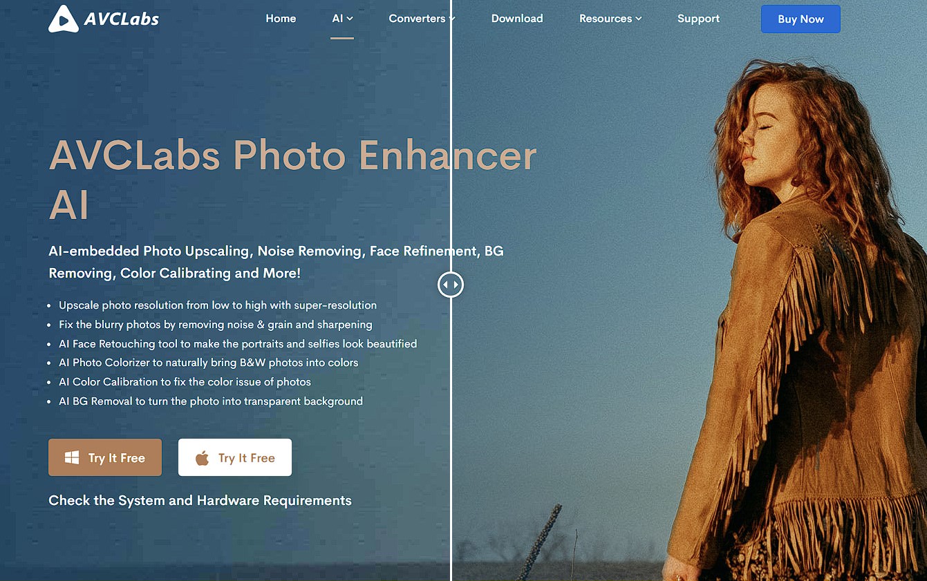 ACVLabs Photo Enhancer AI interface