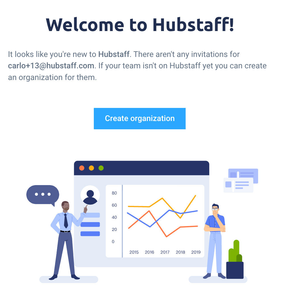 Creating an organization in Hubstaff during setup